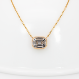 Lab Grown Diamond Necklace in Solid 18K Gold with Attached Chain