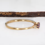 Vanshi 14k Yellow Gold Purple Sapphire and Diamonds Ring  | Round 4mm