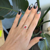 14K yellow gold padparadscha sapphire ring with diamond accents