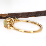 East West Opal Ring w Earth Mined Diamonds in Solid 14k Yellow Gold | Oval 8x6mm | October Birthstone
