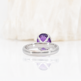 Simone 2.6Ct Amethyst Solitaire Ring with Bezel Setting: Solid 14K Gold, Oval 10x8mm