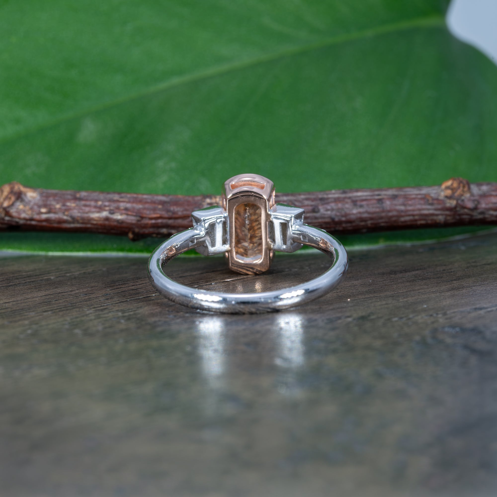14K white & rose gold imperial topaz ring with diamond accents