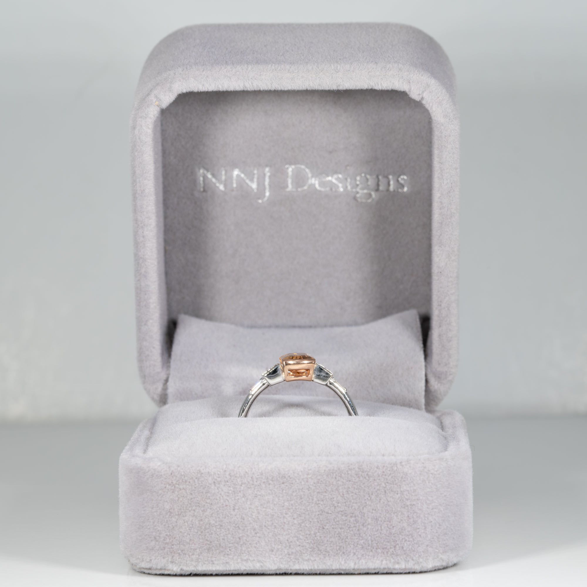 14K white & rose gold imperial topaz ring with diamond accents