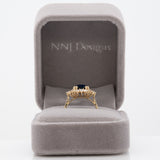 14K yellow gold GIA Ceylon sapphire cushion ring with diamond halo