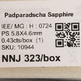 0.43 carat natural padparadscha sapphire pear 5.8x4.6mm loose gemstone – view 2