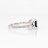 Aurelia  Solid 14k White Gold Ceylon Sapphire Ring with Natural Diamond Accents | Oval, 7x5mm