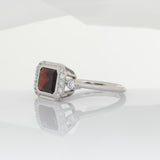 2.9Ct Garnet Ring with Natural Diamond Accents in Solid 14K Gold – Oval 9x7mm Fine Gemstone Ring