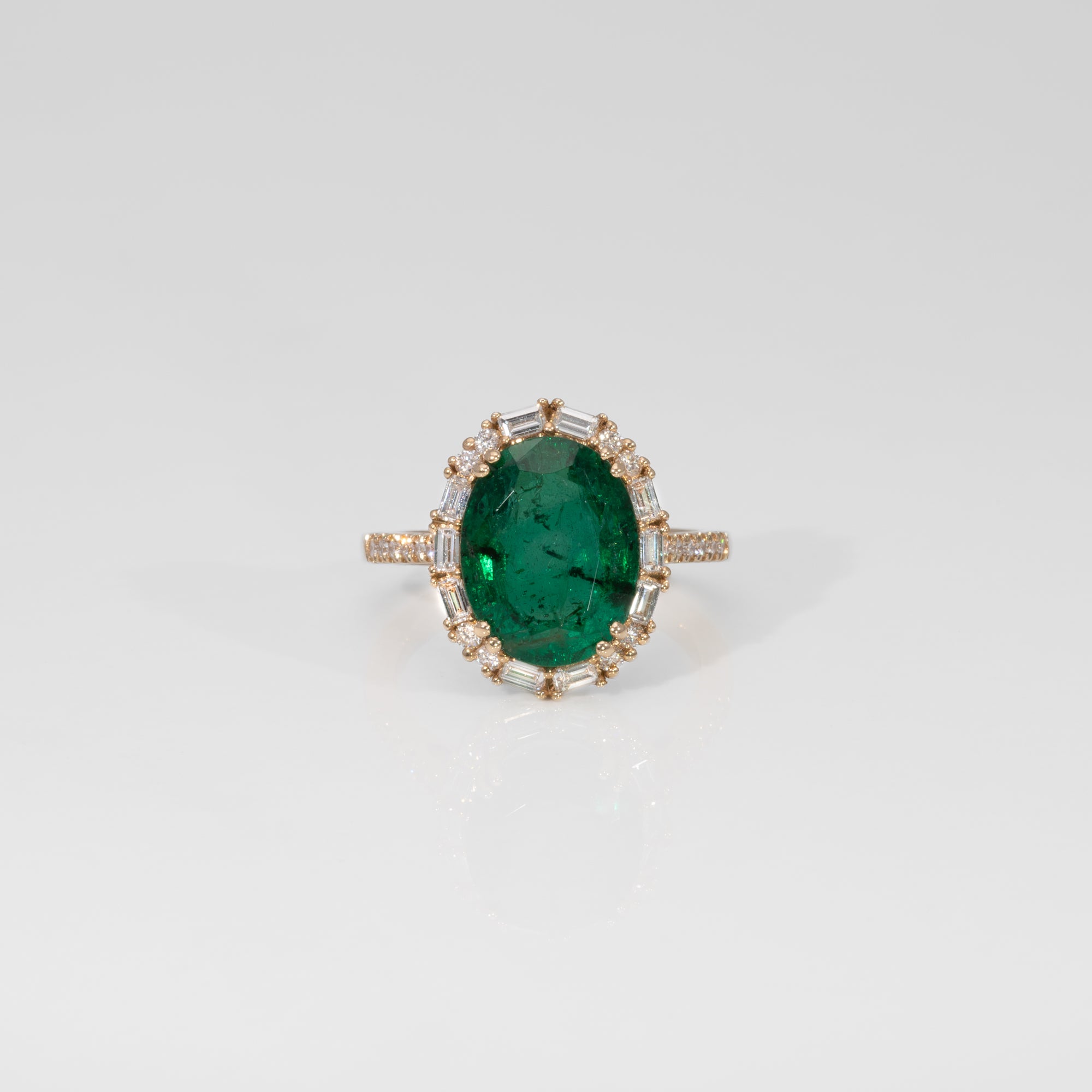 14K yellow gold emerald ring