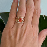 14K yellow gold padparadscha sapphire ring