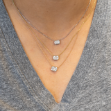 Lab Grown Diamond Necklace in Solid 18K Gold with Attached Chain