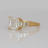 IGI Certified Lab Grown Diamond and Natural Baguette Diamond Ring in 14K Yellow Gold – Elegant Fine Jewelry Ring
