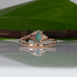 14K rose gold Ethiopian opal cabochon ring with diamond accents