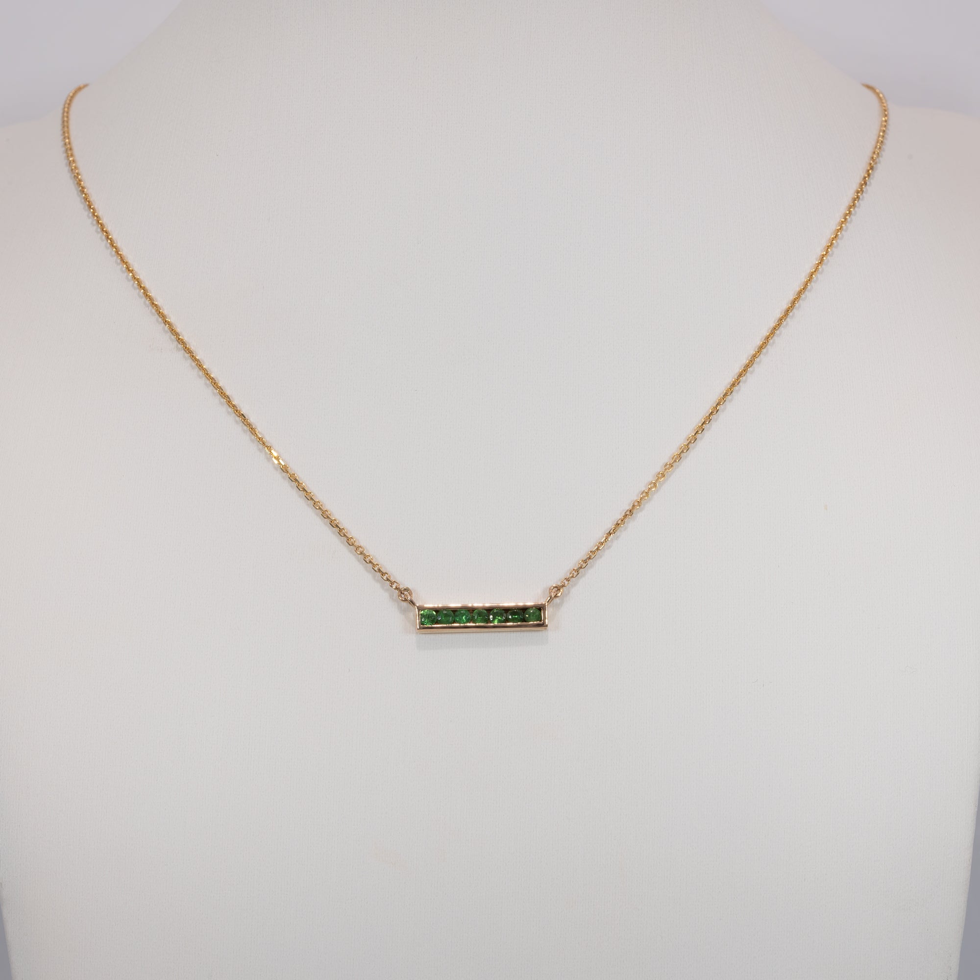 14K yellow gold zambian emerald necklace