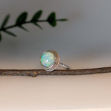 2ct Ethiopian Opal Solitaire Ring in Solid 14K White Gold | RD 10mm