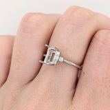 Asymmetrical Diamond Accented Ring Setting | Emerald Cut 6x4mm 7x5mm 8x6mm