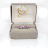 Kairoa Solid 14k Gold Pink sapphire Band Ring with Natural Diamonds Accents, 4x3mm