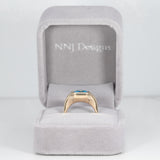 14K yellow gold London blue topaz ring with lab diamond accents