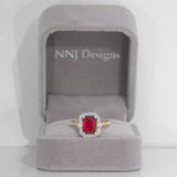 scarlet and gray ruby game day ring in 14K yellow gold