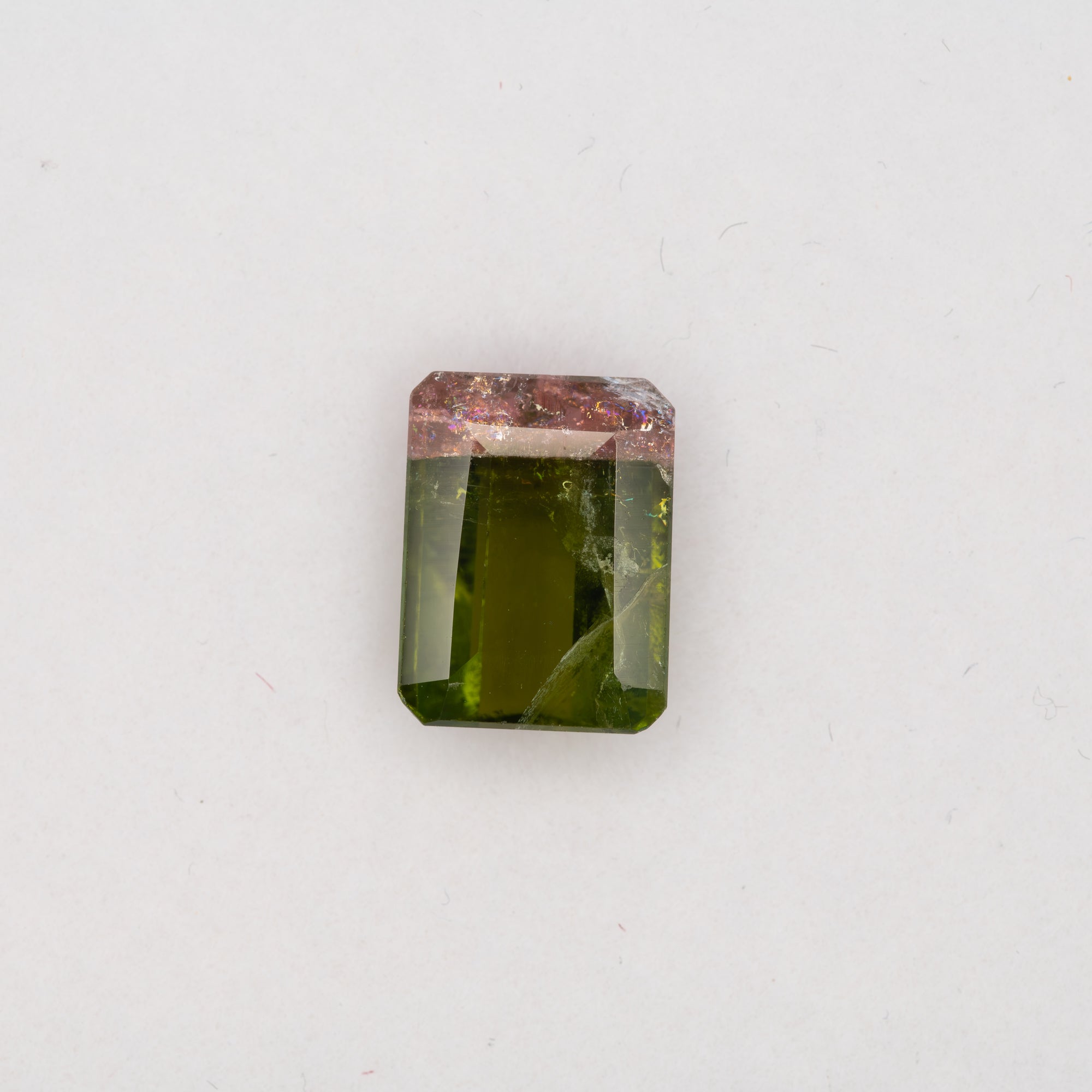 2.7ct watermelon tourmaline emerald 9.4x7.1mm loose bi-color gemstone