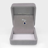 1.8Ct Blue Sapphire Pendant Necklace with Natural Diamond Halo, Solid 14K Gold Fine Jewelry 8x5mm: Gemstone Pendant for Women, Everyday Wear