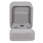 14K white gold GIA purple sapphire ring with diamonds