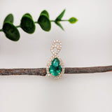 GIA Certified 1.5ct Colombian Emerald Pendant w Natural Diamond Halo in Solid 14K Yellow Gold