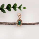 GIA Certified 1.5ct Colombian Emerald Pendant w Natural Diamond Halo in Solid 14K Yellow Gold