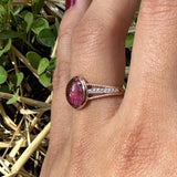 2.7ct Pink Tourmaline Ring w Earth Mined Diamonds in Solid 14K Gold | Oval 10x8