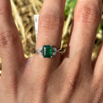 1.5ct Emerald Ring w Earth Mined Diamonds in Solid 14K White Gold | EM 8x6mm