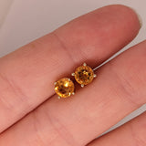 Four Prong Round Citrine Studs | Solitaire Studs