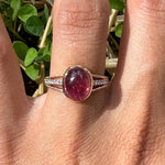 2.7ct Pink Tourmaline Ring w Earth Mined Diamonds in Solid 14K Gold | Oval 10x8