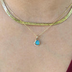 Boulder Opal Pendant w Earth Mined Diamonds in Solid 14K Gold | Fancy 6.7x5mm