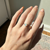 Opal Ring w Earth Mined Diamonds in Solid 14K Rose Gold | Oval 7x5mm