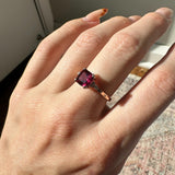 1.8ct Rhodolite Garnet Ring w Earth Mined Diamonds in Solid 14K Gold | CU 7x6mm