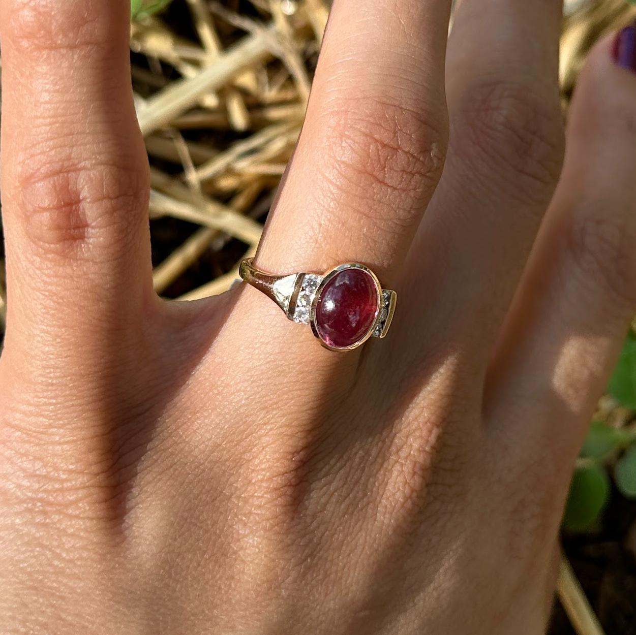 3ct Pink Tourmaline Ring w Earth Mined Diamonds in Solid 14K Gold | Oval 10x8mm