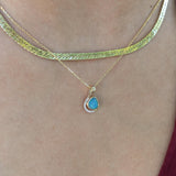 Boulder Opal Pendant w Earth Mined Diamonds in Solid 14K Gold | Fancy 6.7x5mm