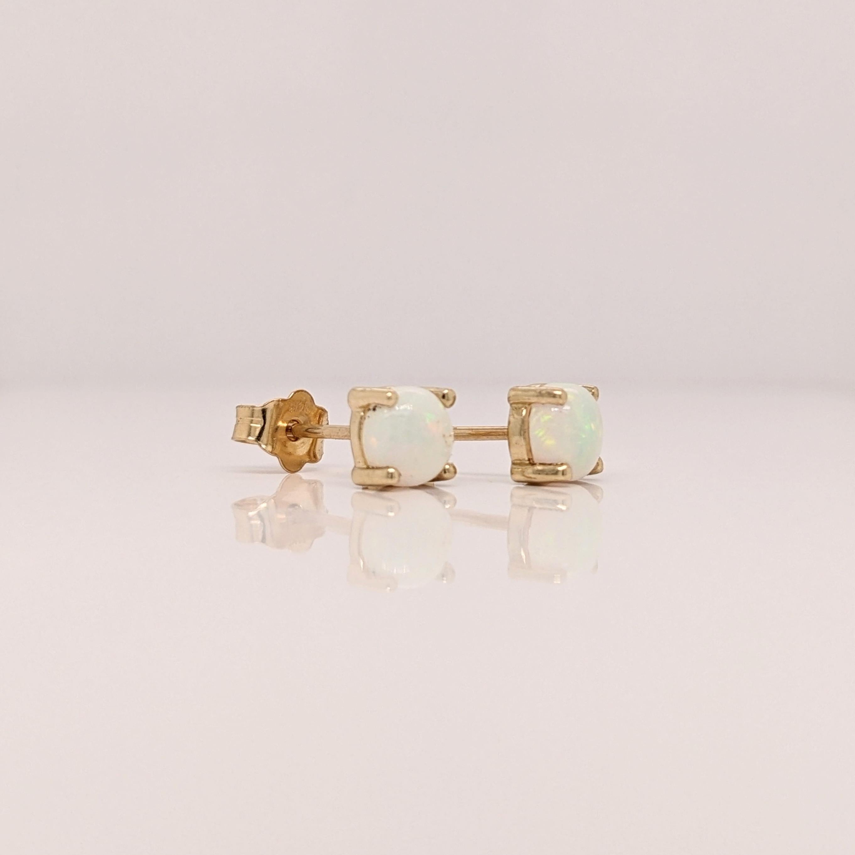 Four Prong Round Opal Stud Earrings | Solitaire Studs