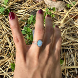 1.8ct Boulder Opal Ring w Earth Mined Diamonds in Solid 14K Gold | Fancy 11x9mm