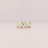 Four Prong Round Opal Stud Earrings | Solitaire Studs