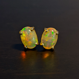 Opal Oval Four Prong Stud Earrings | Solitaire Studs | All Sizes