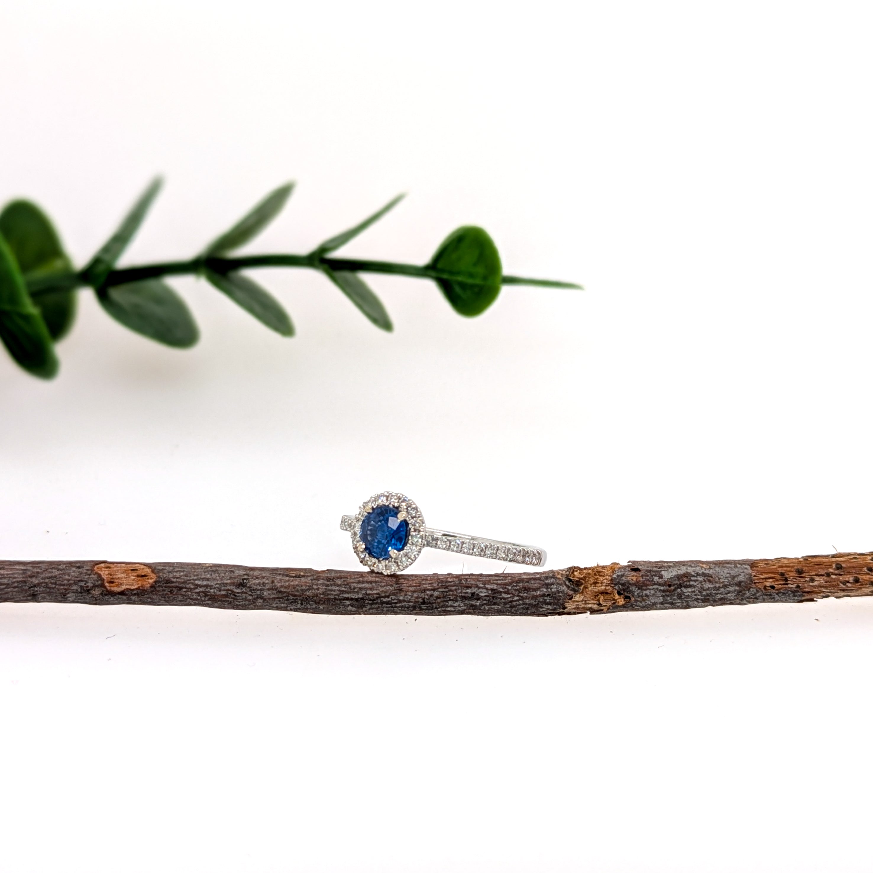 Lynn 14K White Gold 0.42cts AAA Ceylon Sapphire Diamond Ring | Round 4.5mm