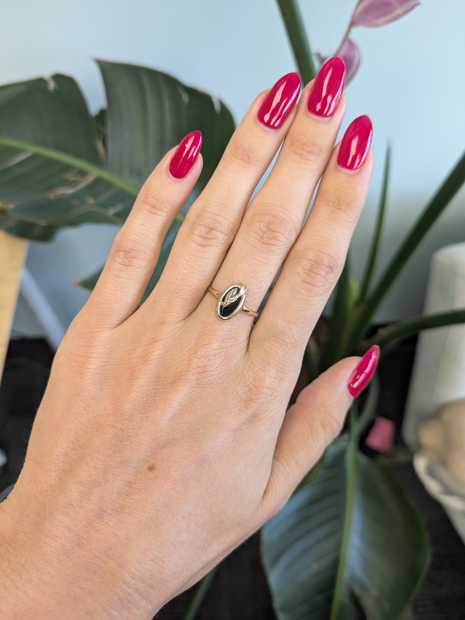 10K yellow gold black onyx ring