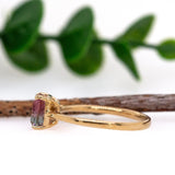 Varu 14K Yellow Gold Bi-Color Tourmaline and Diamond Ring | EM 6.4x5mm