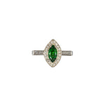 14K yellow gold marquise tsavorite garnet estate ring with diamond accents