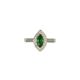14K yellow gold marquise tsavorite garnet estate ring with diamond accents
