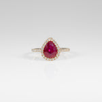 14K yellow gold GIA Mozambique ruby ring with diamond accents