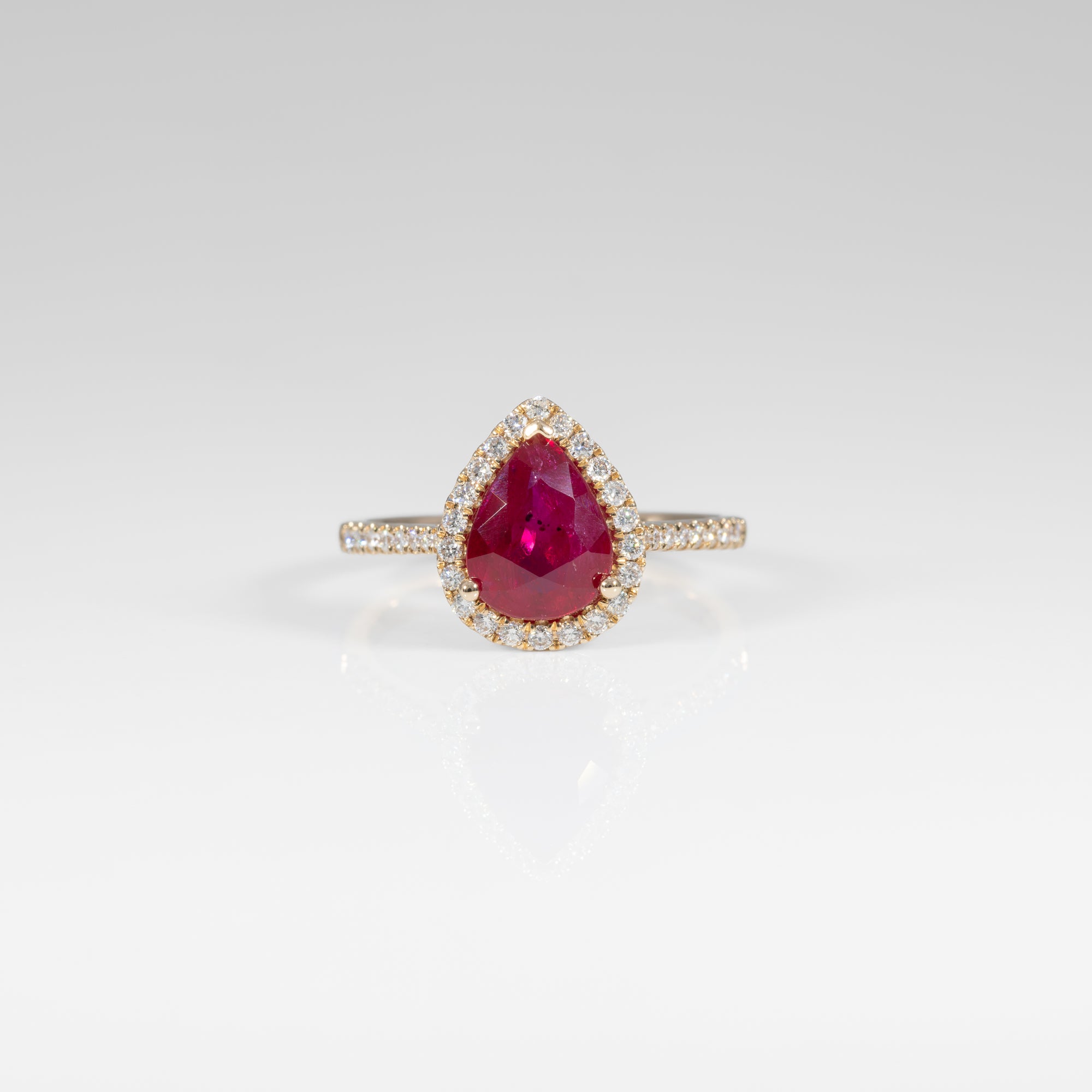 14K yellow gold GIA Mozambique ruby ring with diamond accents