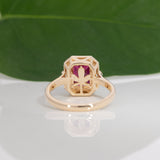 scarlet and gray ruby game day ring in 14K yellow gold