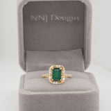 Jimin 1.6ct AAA  Zambian Emerald Ring with Natural Diamond Accents in Solid 14K Gold – Elegant Fine Jewelry Statement Gift for Her