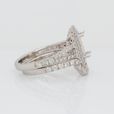 Modern East–West Emerald-Cut Semi-Mount Ring with Pavé Diamond Accents, Elegant 14K Gold Design Ready for Your Center Stone